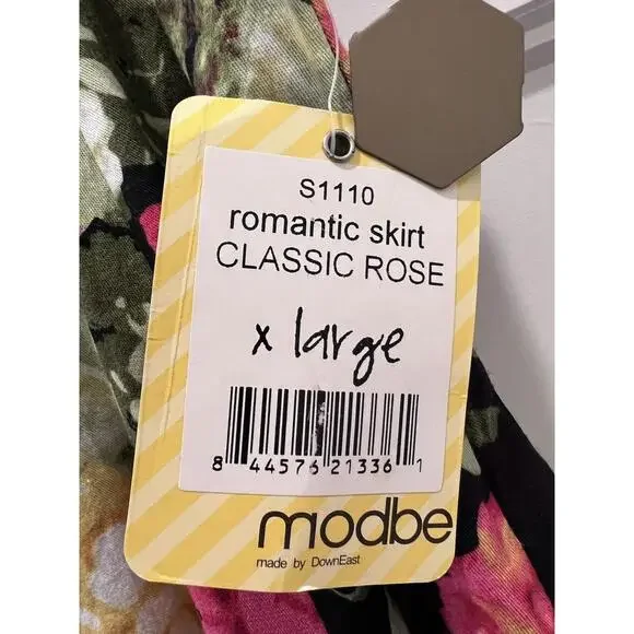 Modbe XL Skirt - Beautiful Rose Pattern A-Line Midi Skirt Downeast NWT - Picture 3 of 6